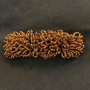 Vintage Brown and black meticulously beaded barrette